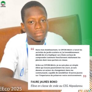 Faure Jaurès BOKO, nouvel ambassadeur de l'agroécologie au CEG Akpadanou
